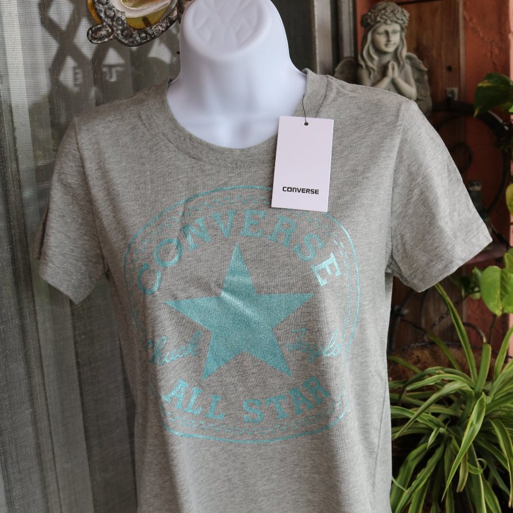 Converse Graphic Tee Crew-Neck T-Shirt Gray NWT